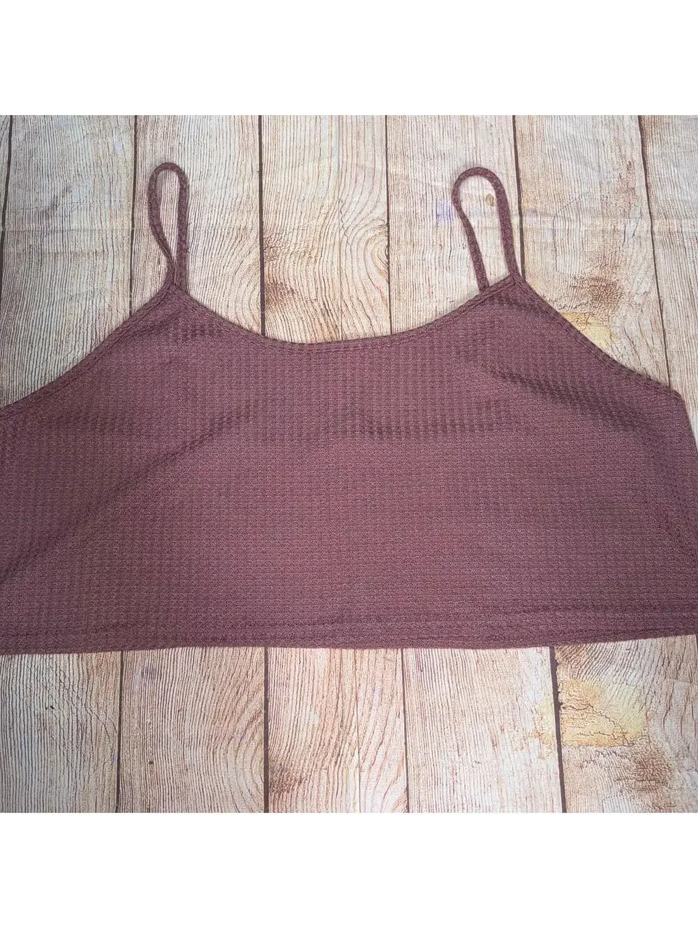 Mauve 5X Waffle Knit 3-Piece Loungewear Set (Long Sleeve Top, Tank, and Pants)
